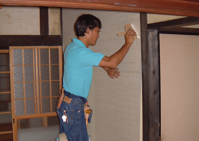 織物（葛布）壁貼りの画像