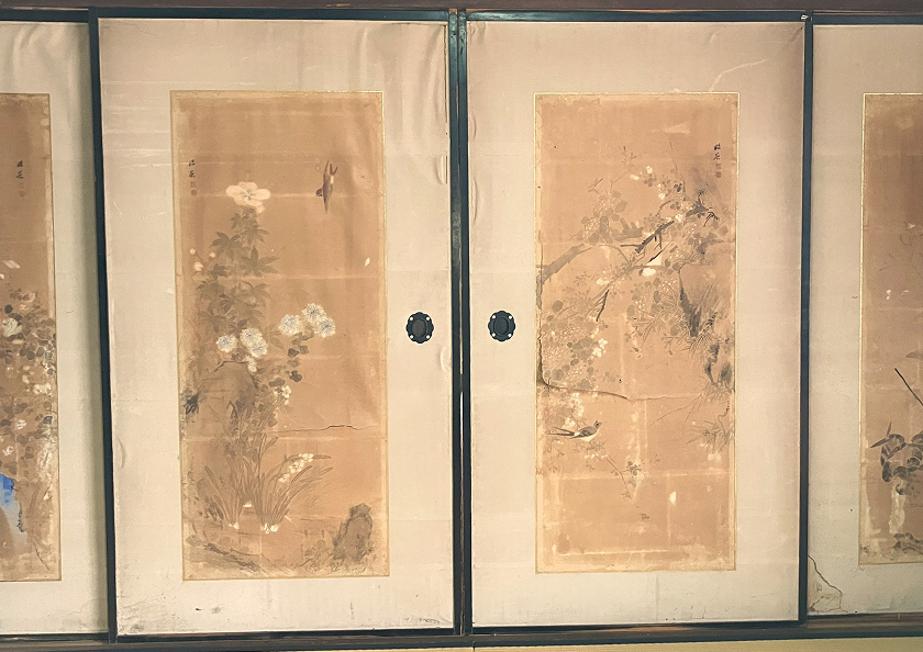 戸襖絵修理前の画像