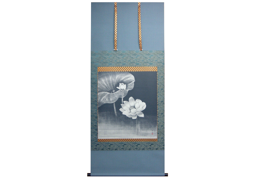 水墨画 蓮の画像