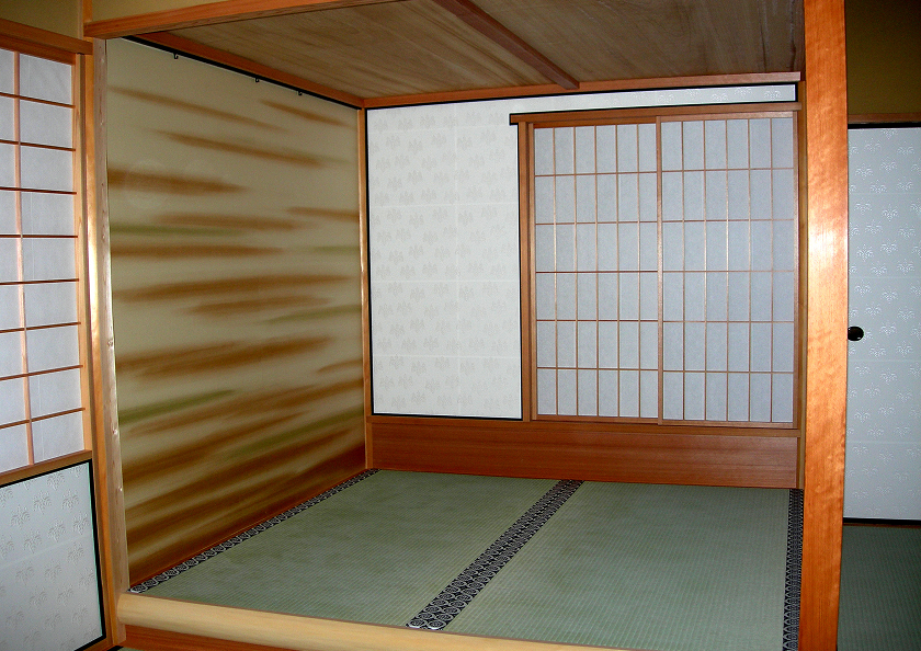 模残月亭上段の床張付壁の画像